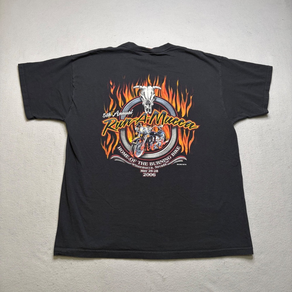 Fruit of the Loom T-Shirt Womens XL Black Run-A-Mucca 2006 Vintage Biker Graphic